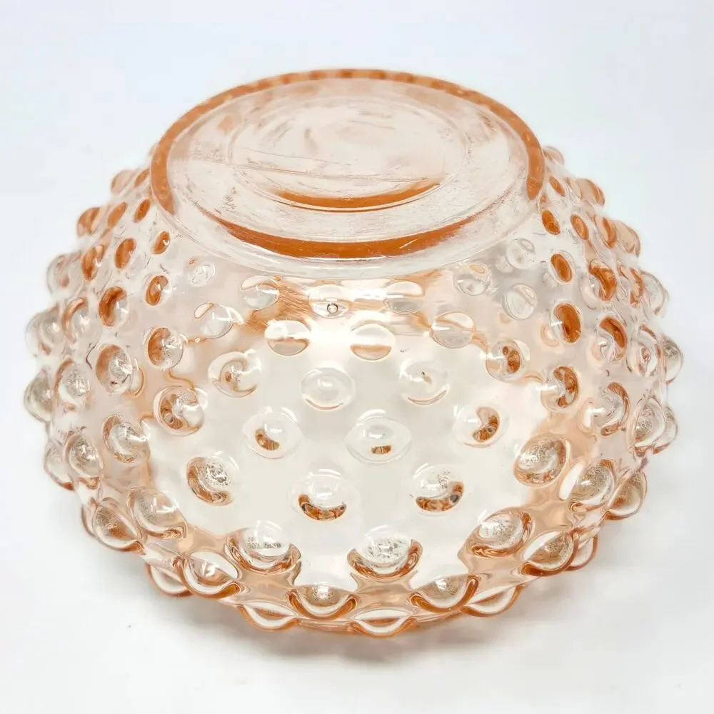 Vintage Pink Hobnail Glass Rose Bowl Blush Mid Century Cottagecore